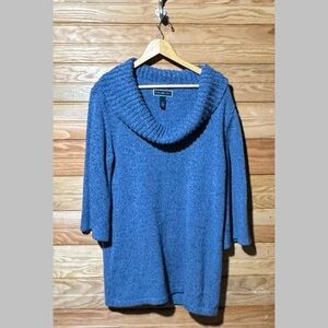 Karen Scott Heather Blue Cowl Neck Sweater